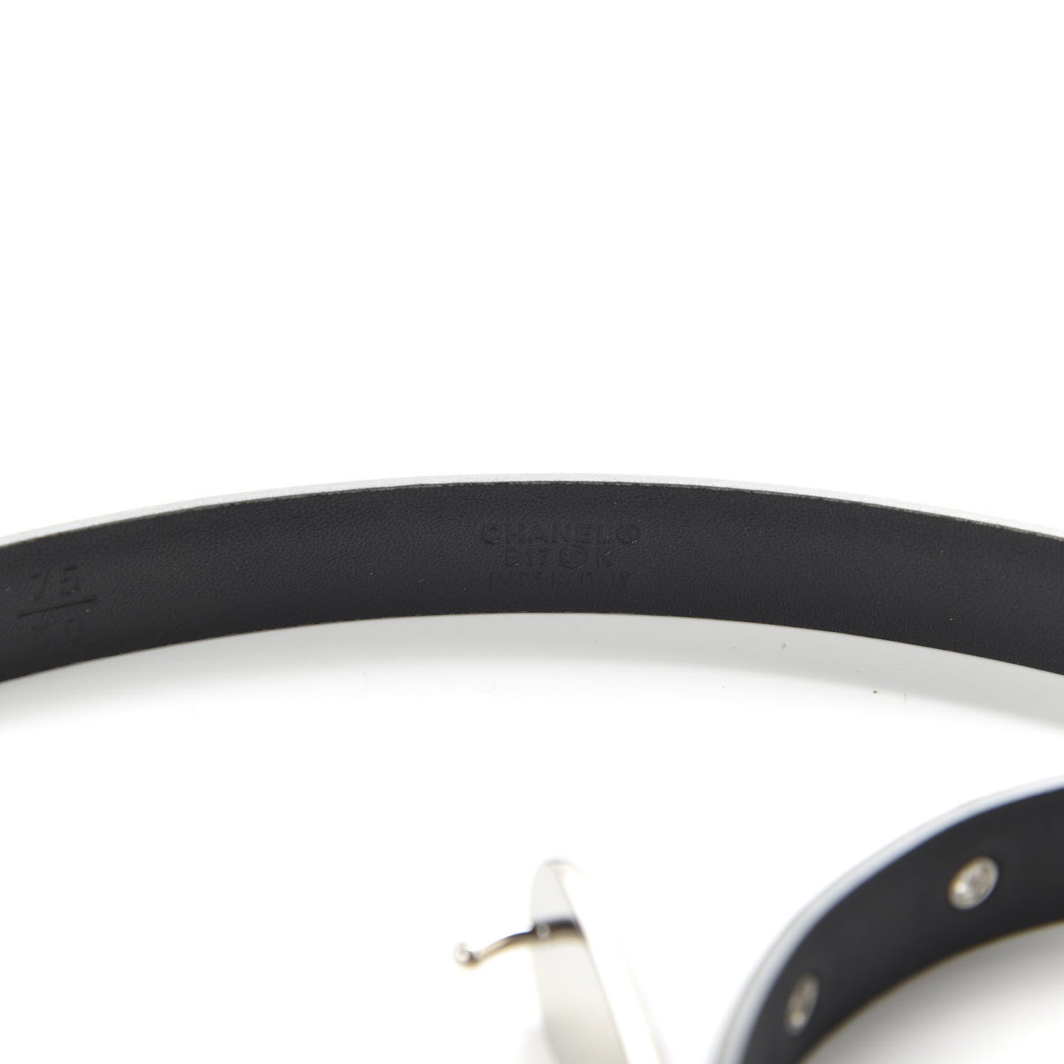 Chanel Glitter Calfskin CC Logo Skinny Belt 75 30 Silver 5 of 6