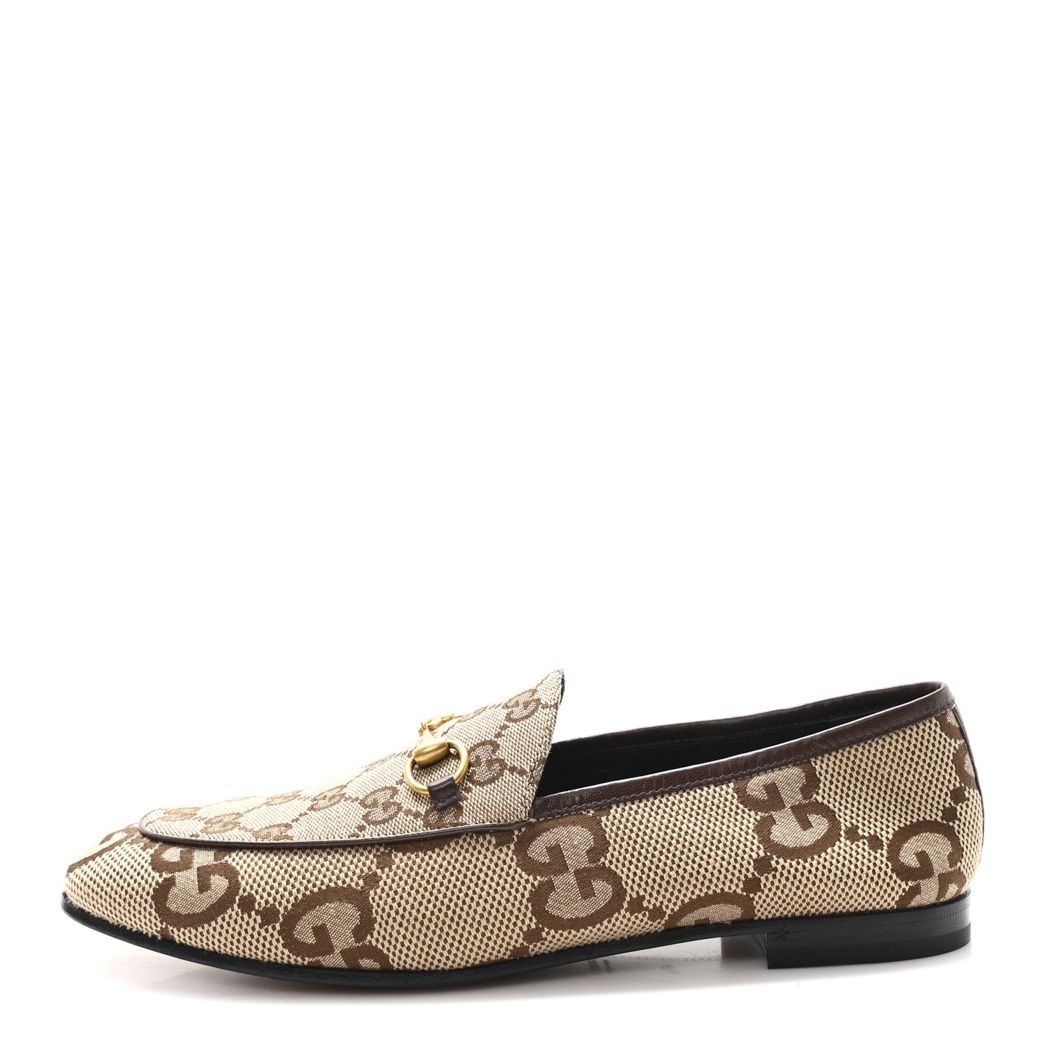 Gucci Monogram Jumbo GG Malaga Kid Horsebit Womens Jordaan Loafers 40.5 Camel Ebony New Acero Beige 1 of 10