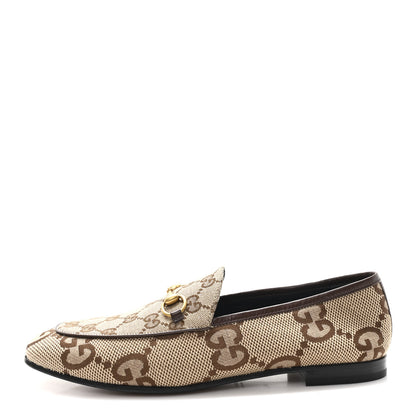 Gucci Monogram Jumbo GG Malaga Kid Horsebit Womens Jordaan Loafers 40.5 Camel Ebony New Acero Beige 1 of 10