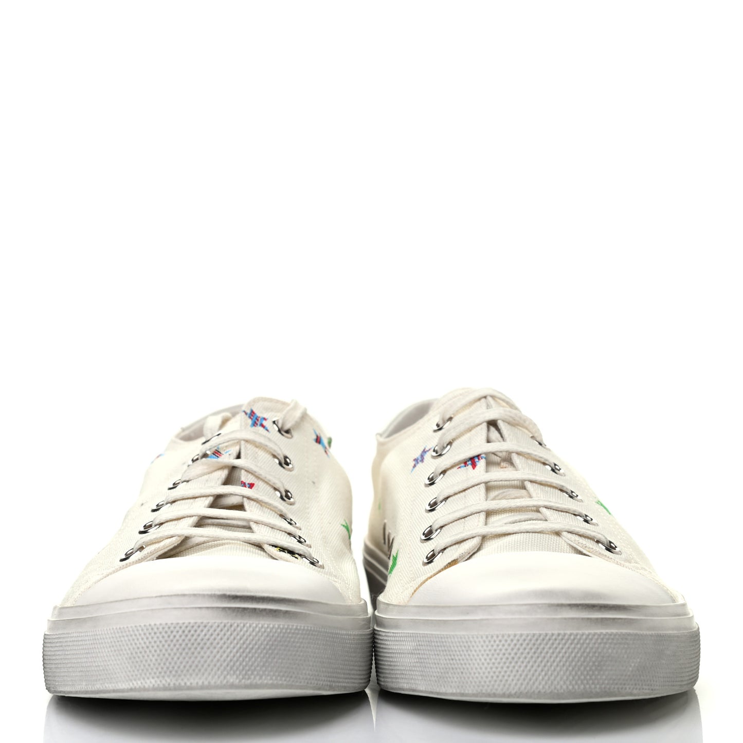 Canvas Fun-Star Print Mens Bedford Sneakers 42 Cream