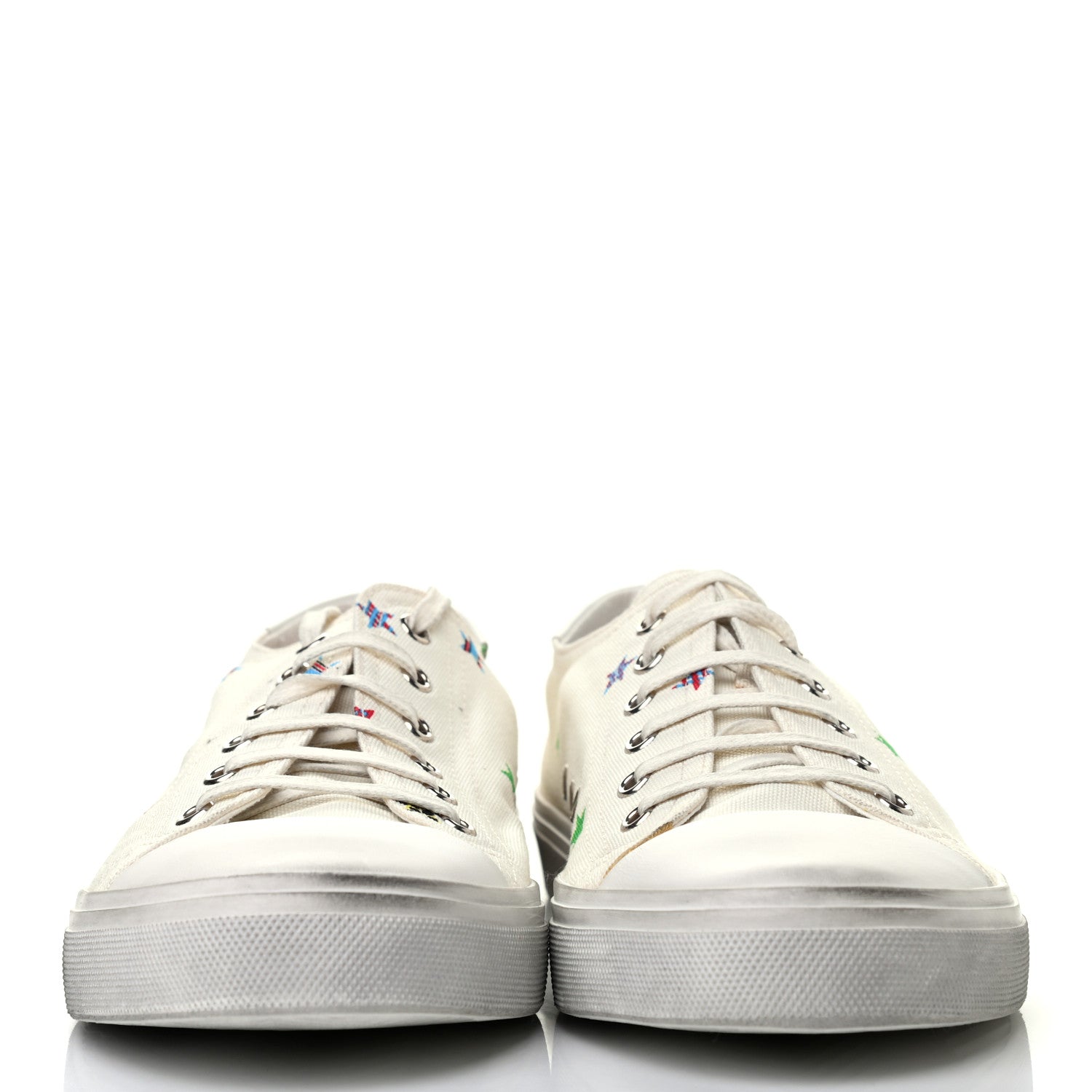 Saint Laurent Canvas Fun-Star Print Mens Bedford Sneakers 42 Cream 2 of 9