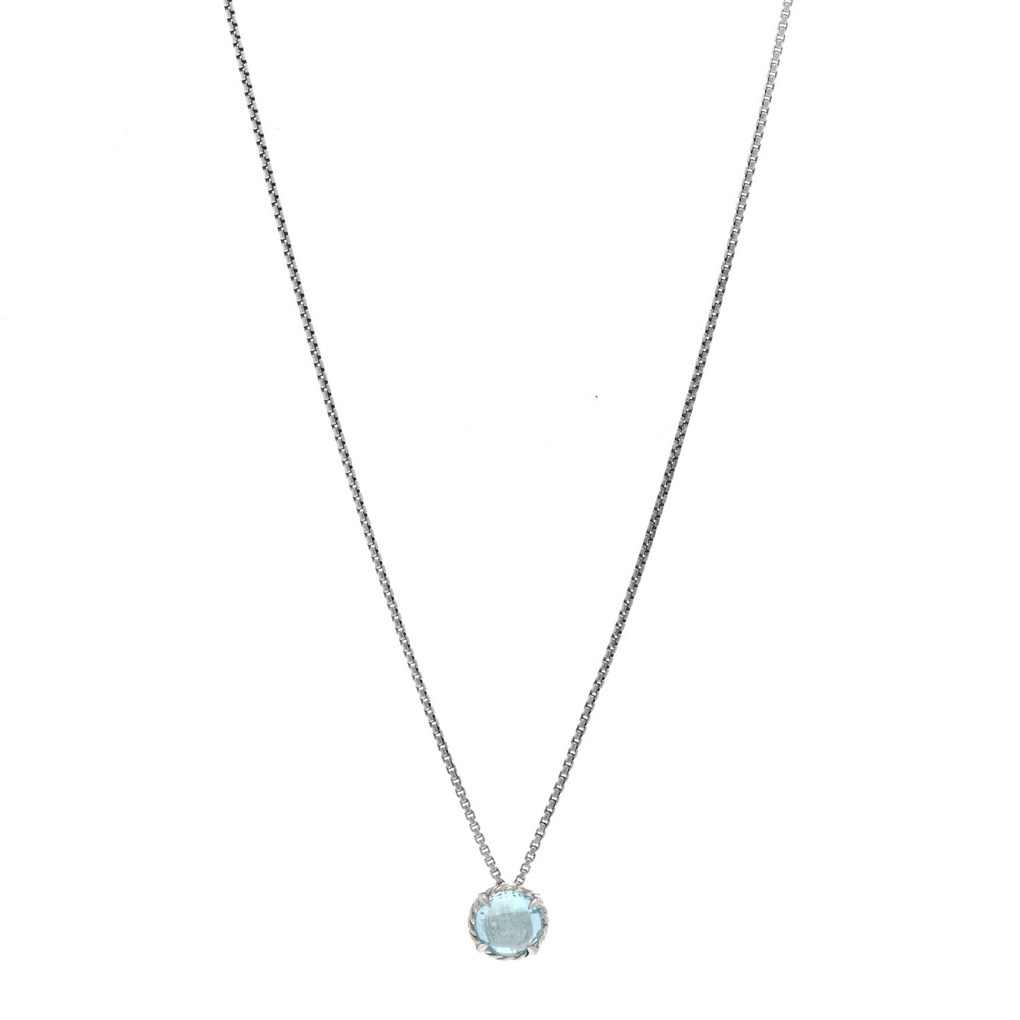 Sterling Silver Blue Topaz 10mm Chatelaine Pendant Necklace