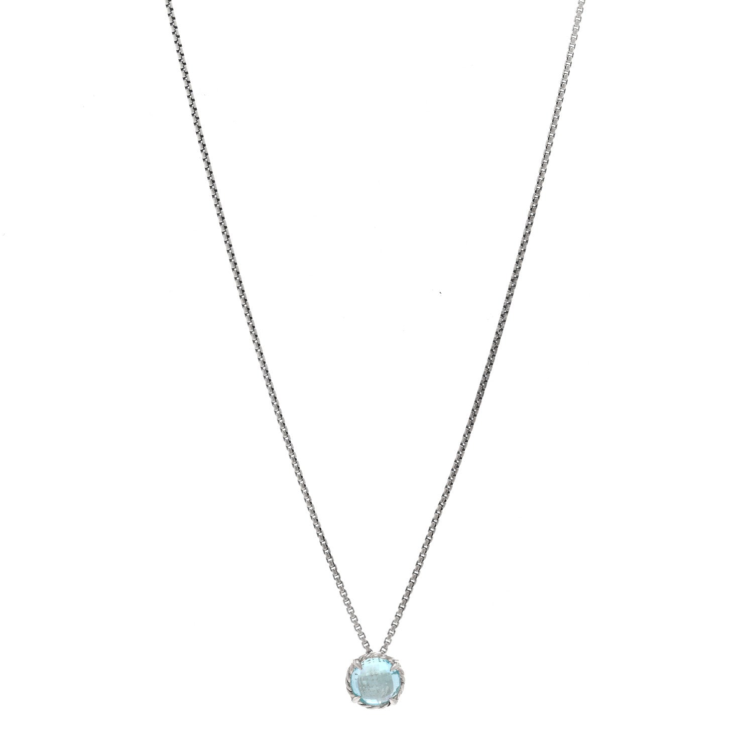 David Yurman Sterling Silver Blue Topaz 10mm Chatelaine Pendant Necklace 1 of 4
