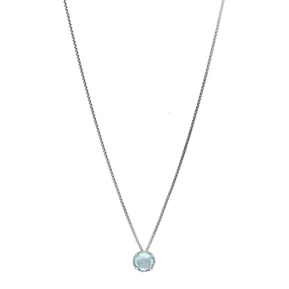 David Yurman Sterling Silver Blue Topaz 10mm Chatelaine Pendant Necklace 1 of 4