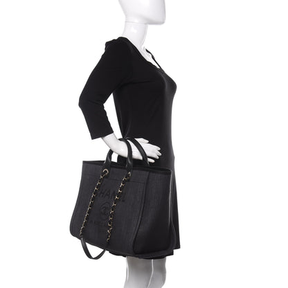 Chanel Mixed Fibers Calfskin Medium Deauville Tote Black 3 of 12