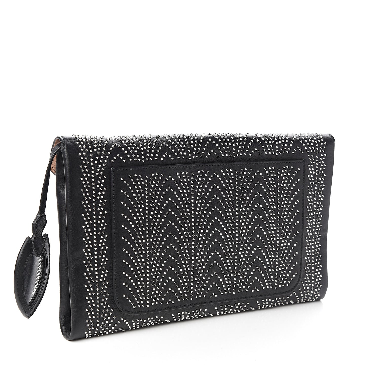 Calfskin Studded Envelope Clutch Black
