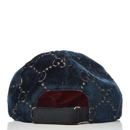 Gucci Velvet GG Monogram Baseball Hat S Blue 3 of 6