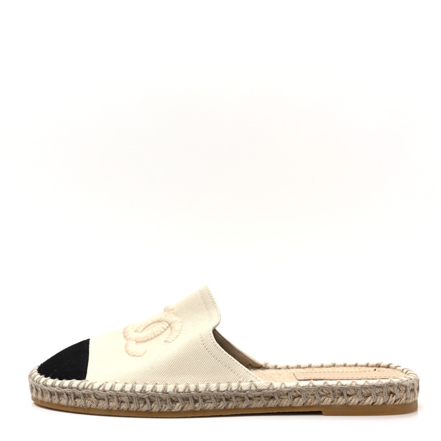 Chanel Denim CC Espadrille Mules 39 White Black 1 of 8