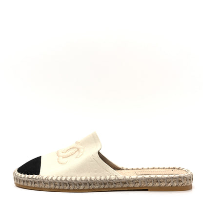 Chanel Denim CC Espadrille Mules 39 White Black 1 of 8