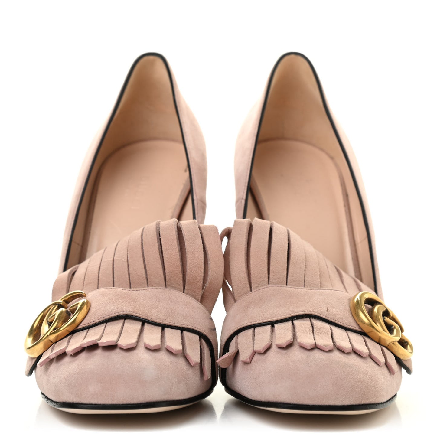 Kid Scamosciato GG Marmont Fringe 105mm Loafer Pumps 38.5 Crystal Pink