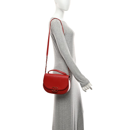 Chanel Shiny Calfskin Goatskin Quilted Small Coco Curve Messenger Flap Red 2 of 10