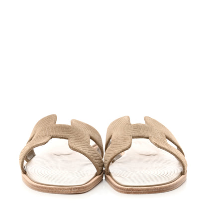 Hermes Suede Goatskin Oran Sandals 37 Beige Sable 2 of 9