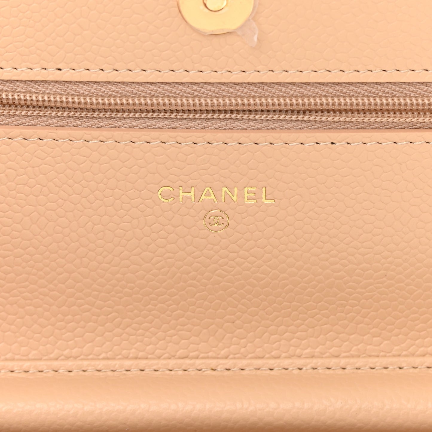 Caviar Quilted Wallet On Chain WOC Beige