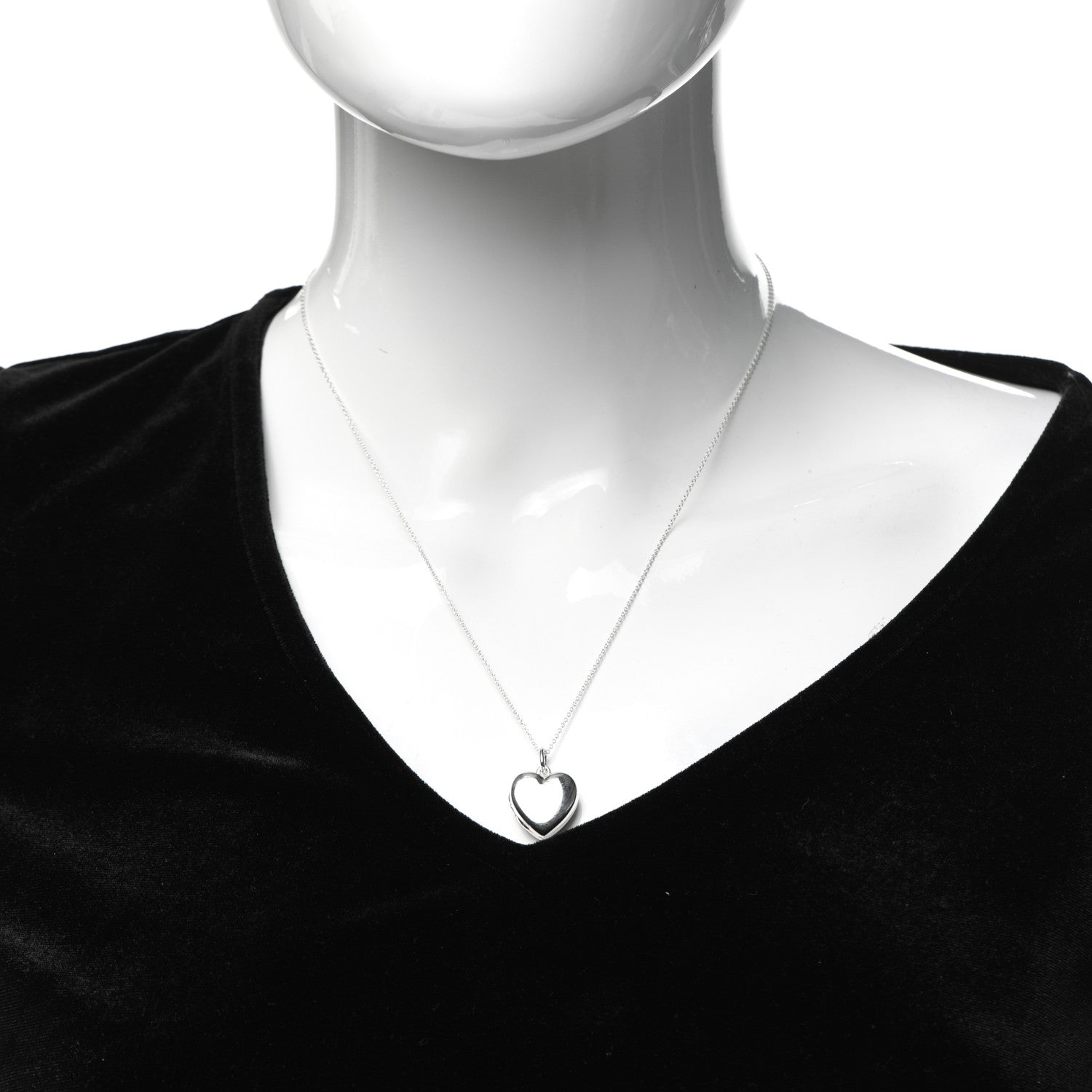 Tiffany Sterling Silver Heart Locket Pendant Necklace 2 of 6