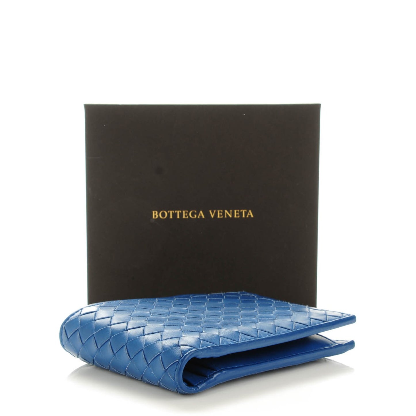 Nappa Intrecciato Bi-Fold Wallet Blue