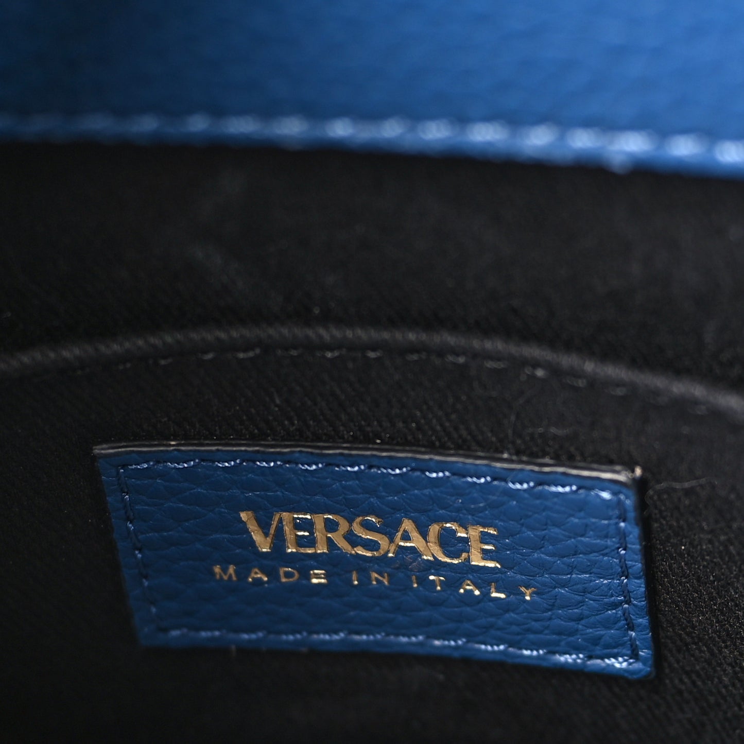 Grainy Calfskin Virtus Top Handle Tote Blue