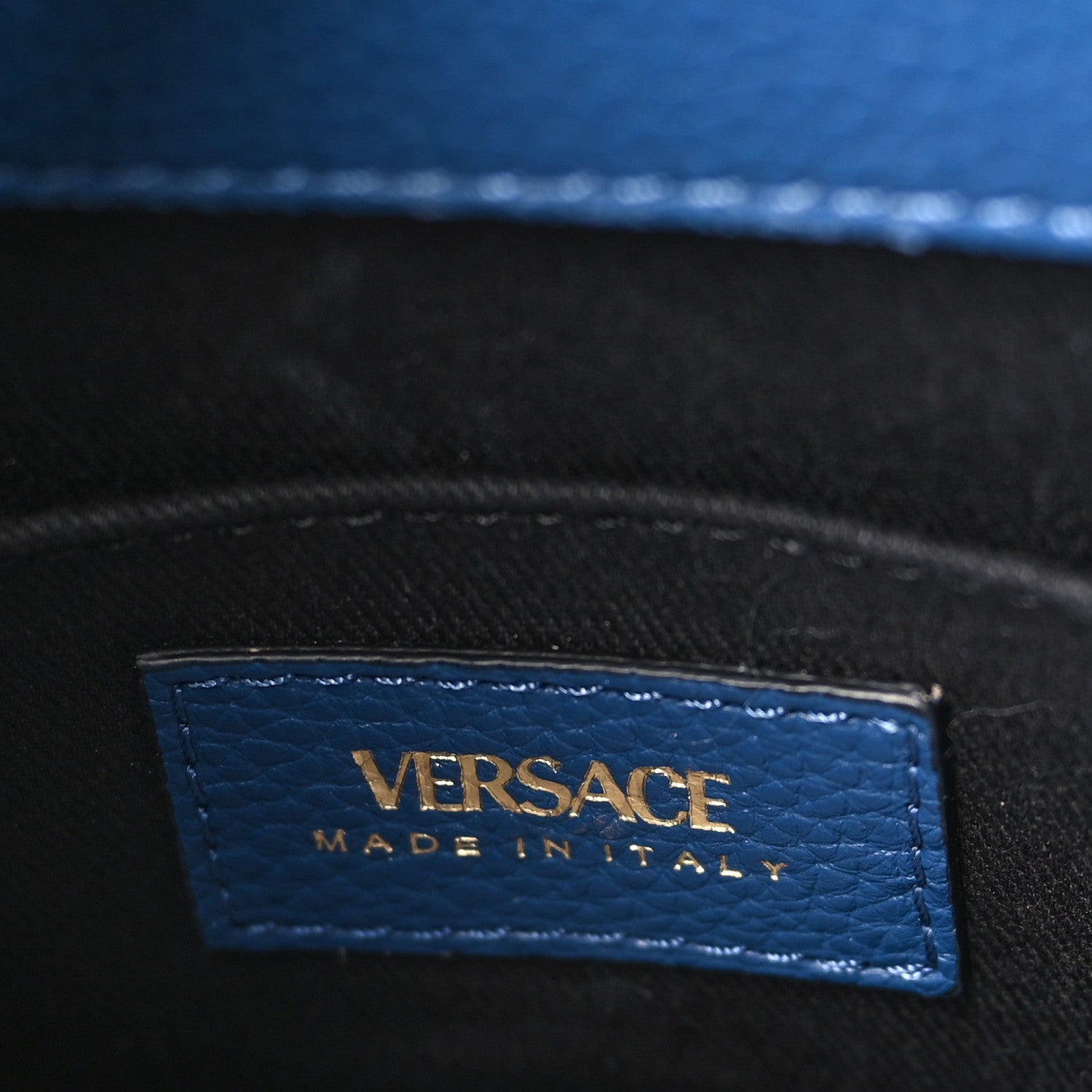 Versace Grainy Calfskin Virtus Top Handle Tote Blue 6 of 8