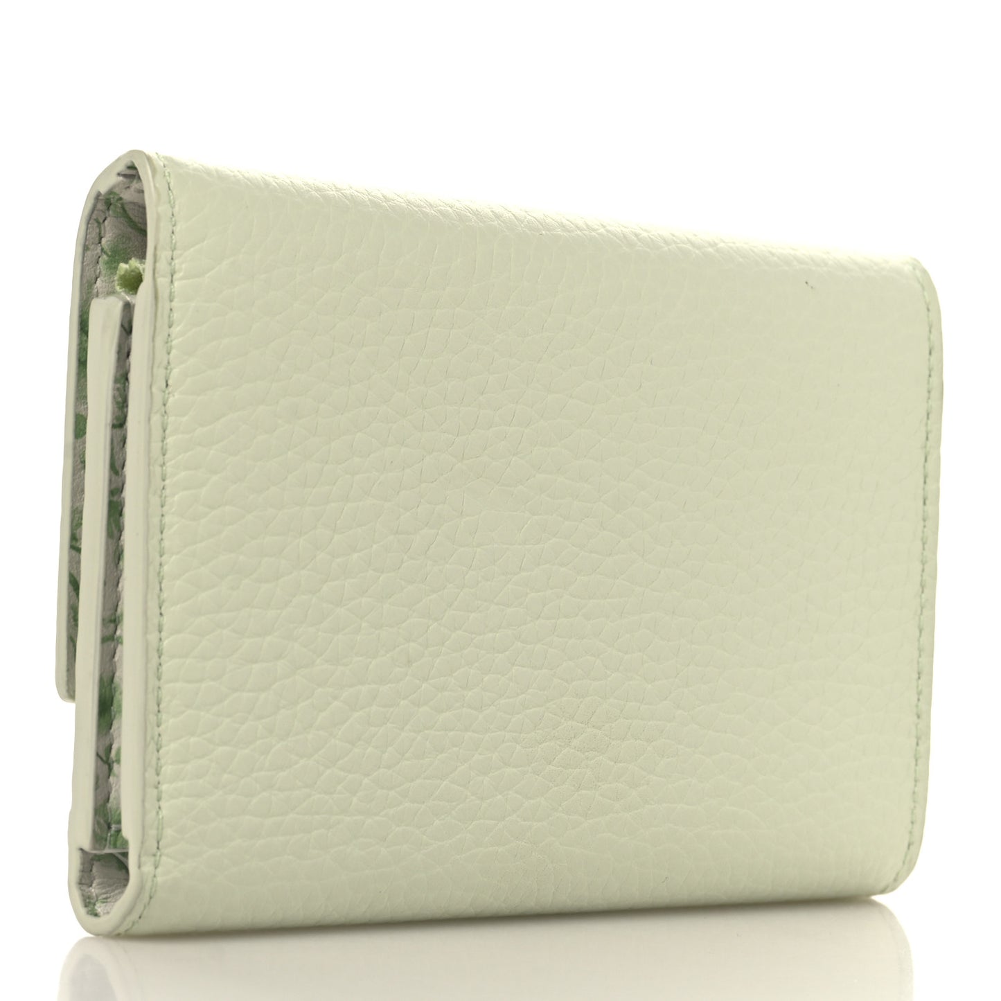 Taurillon Karung Capucines Compact Wallet Vert D'eau Green