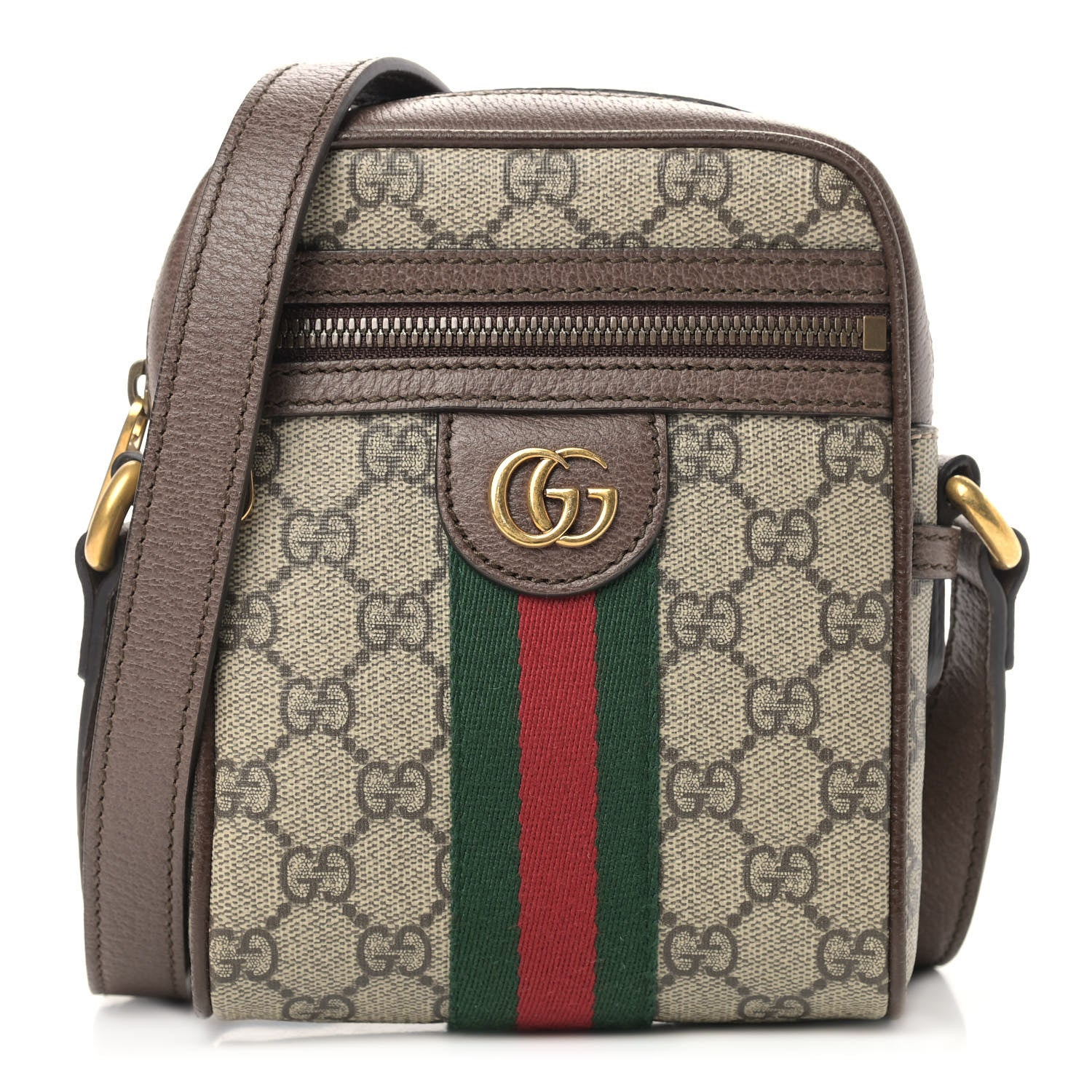 Gucci GG Supreme Monogram Web Mini Ophidia Messenger Brown 1 of 9