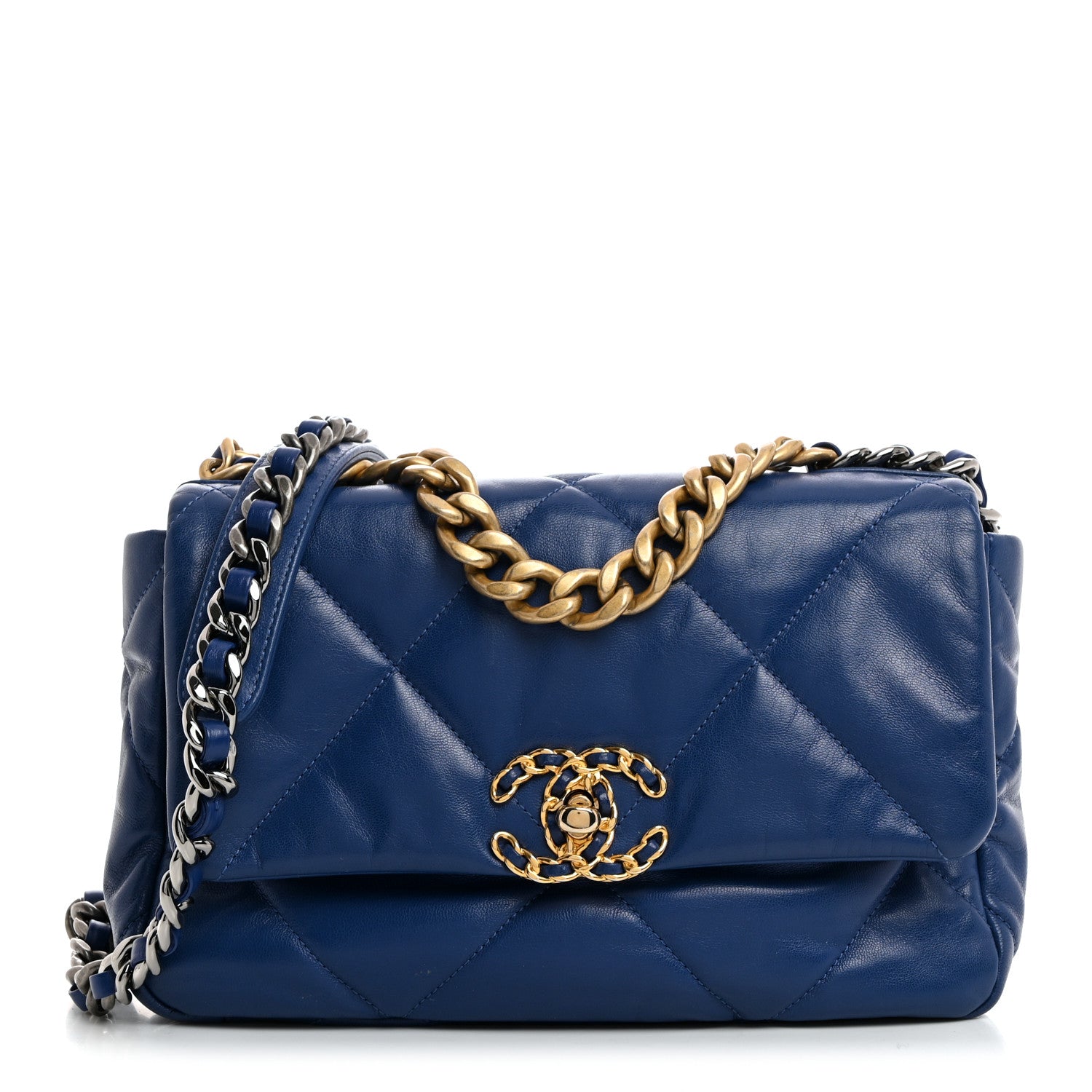Chanel Goatskin Quilted Medium Chanel 19 Flap Dark Blue 1 of 10