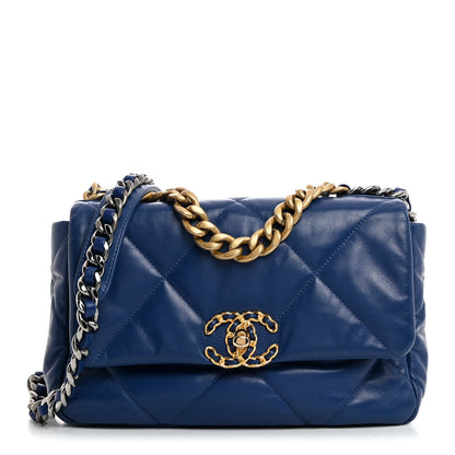 Chanel Goatskin Quilted Medium Chanel 19 Flap Dark Blue 1 of 10