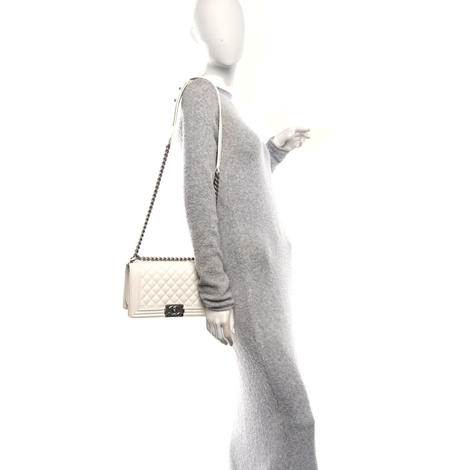 Chanel Caviar Quilted Medium Boy Flap White 2 of 11