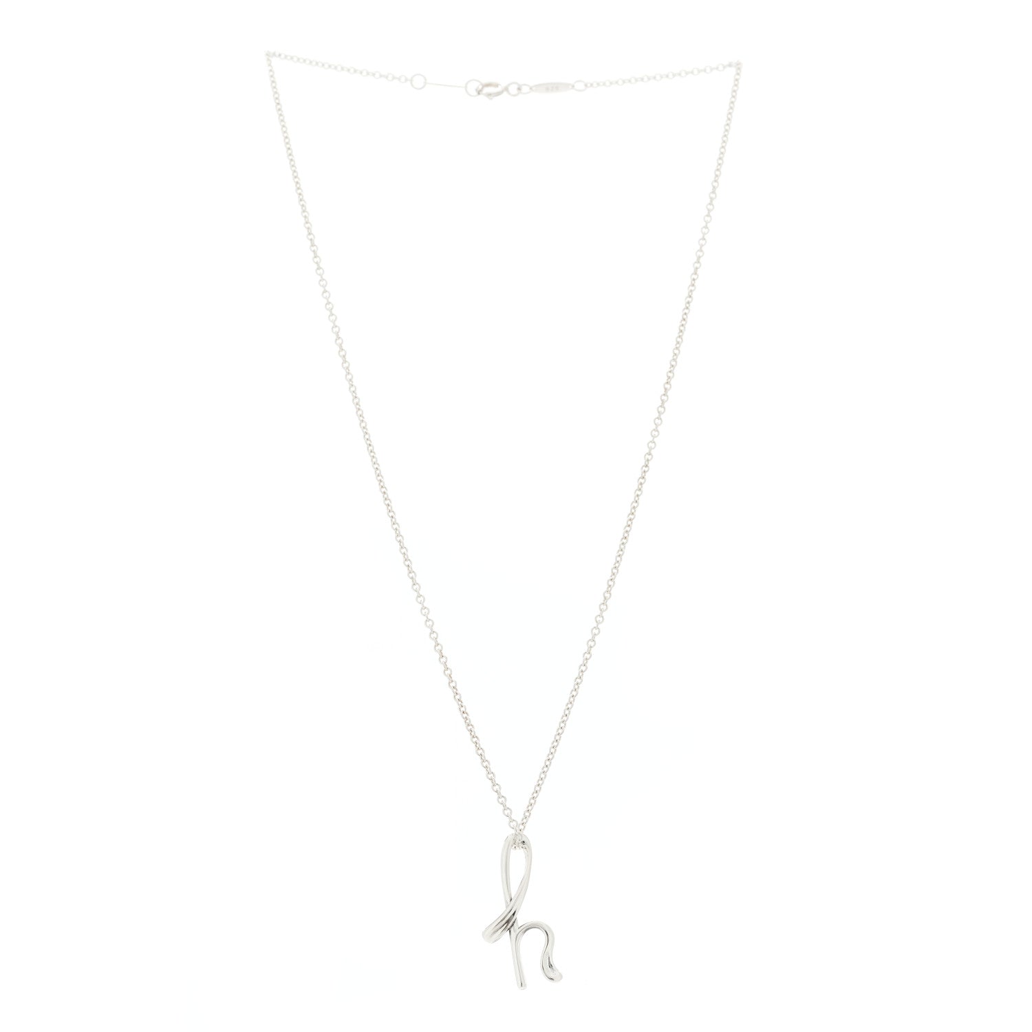 Tiffany Sterling Silver Elsa Peretti Letter H Pendant Necklace 3 of 6