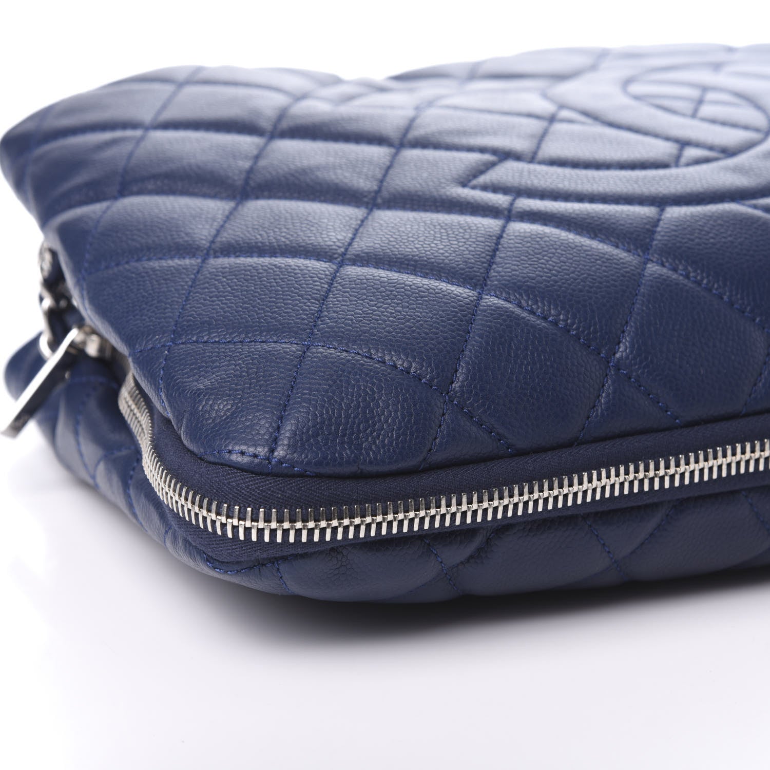 Chanel Caviar Quilted Expandable Zip Shoulder Bag Blue 15 of 18