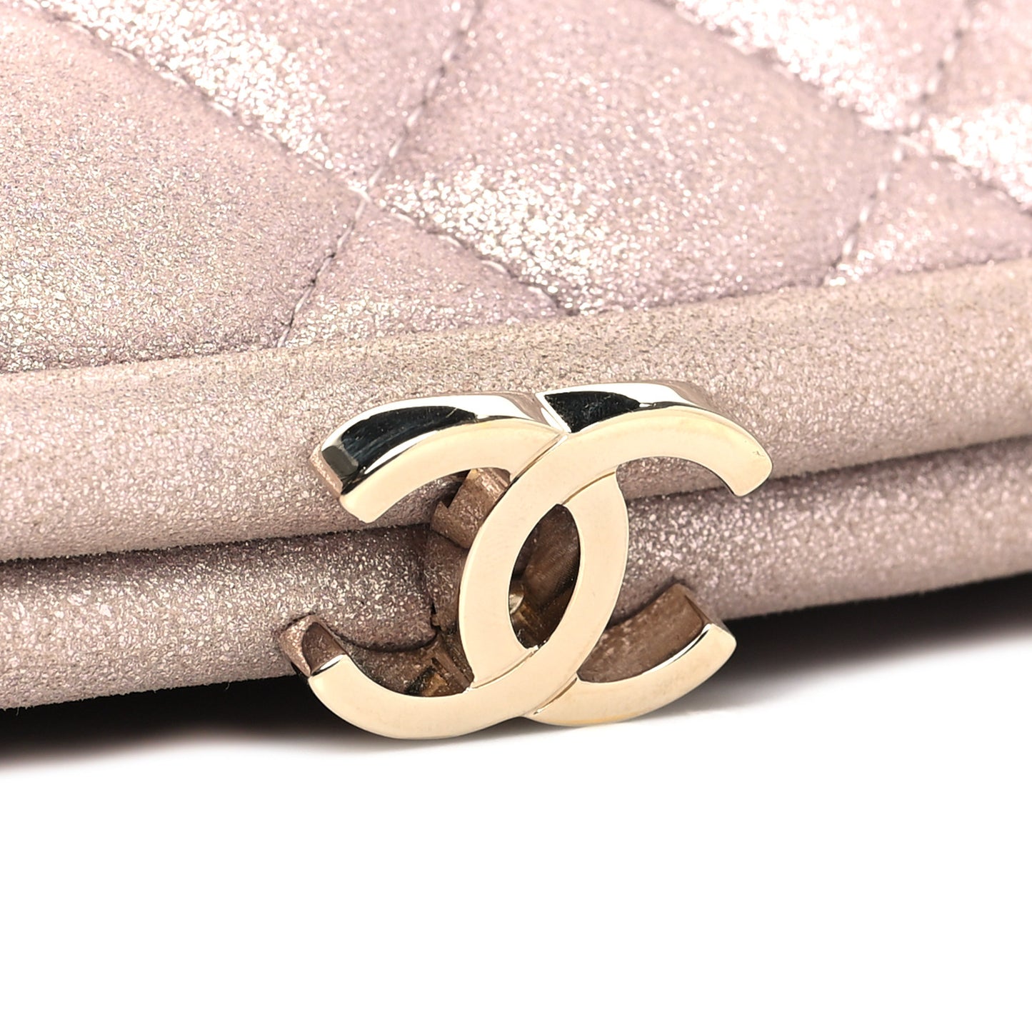 Metallic Lambskin Quilted Timeless Clutch Pink