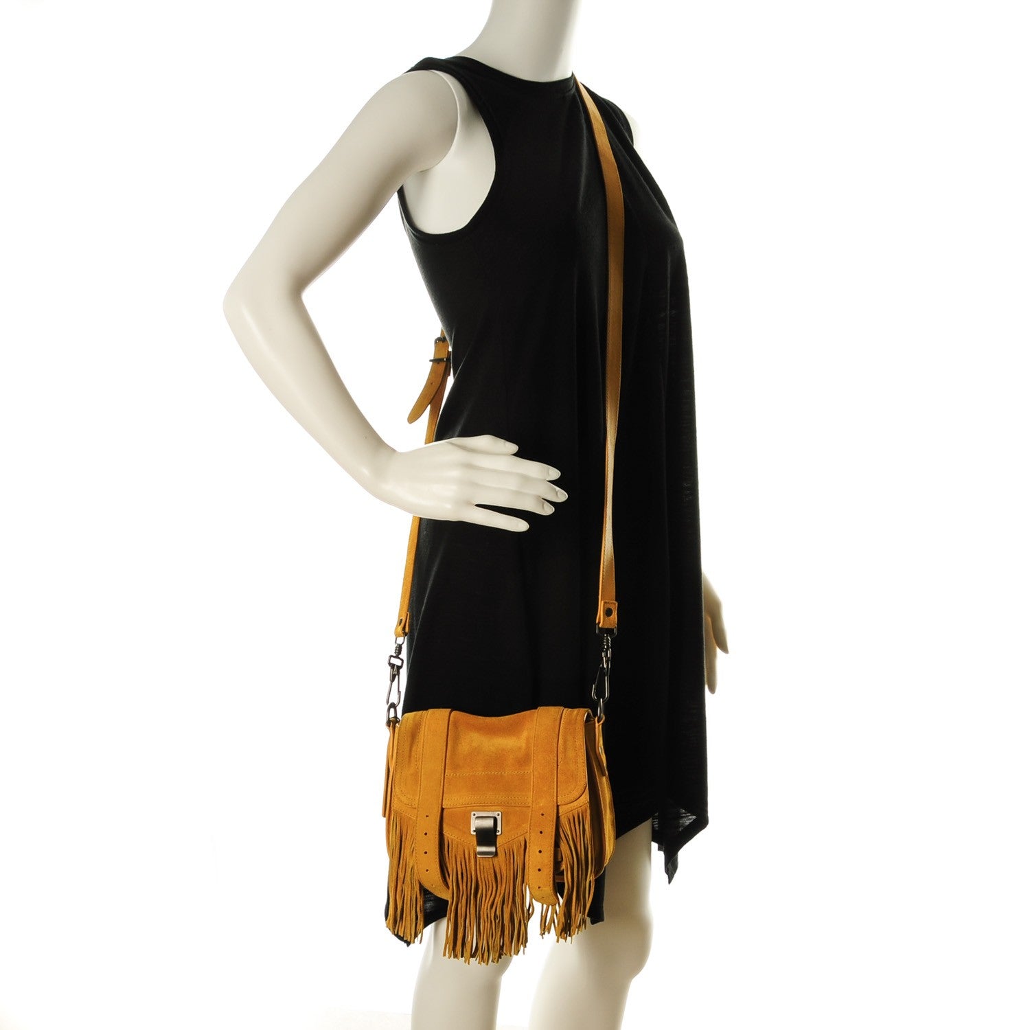 Proenza Schouler Suede Fringed PS1 Crossbody Pouch Gold 2 of 7