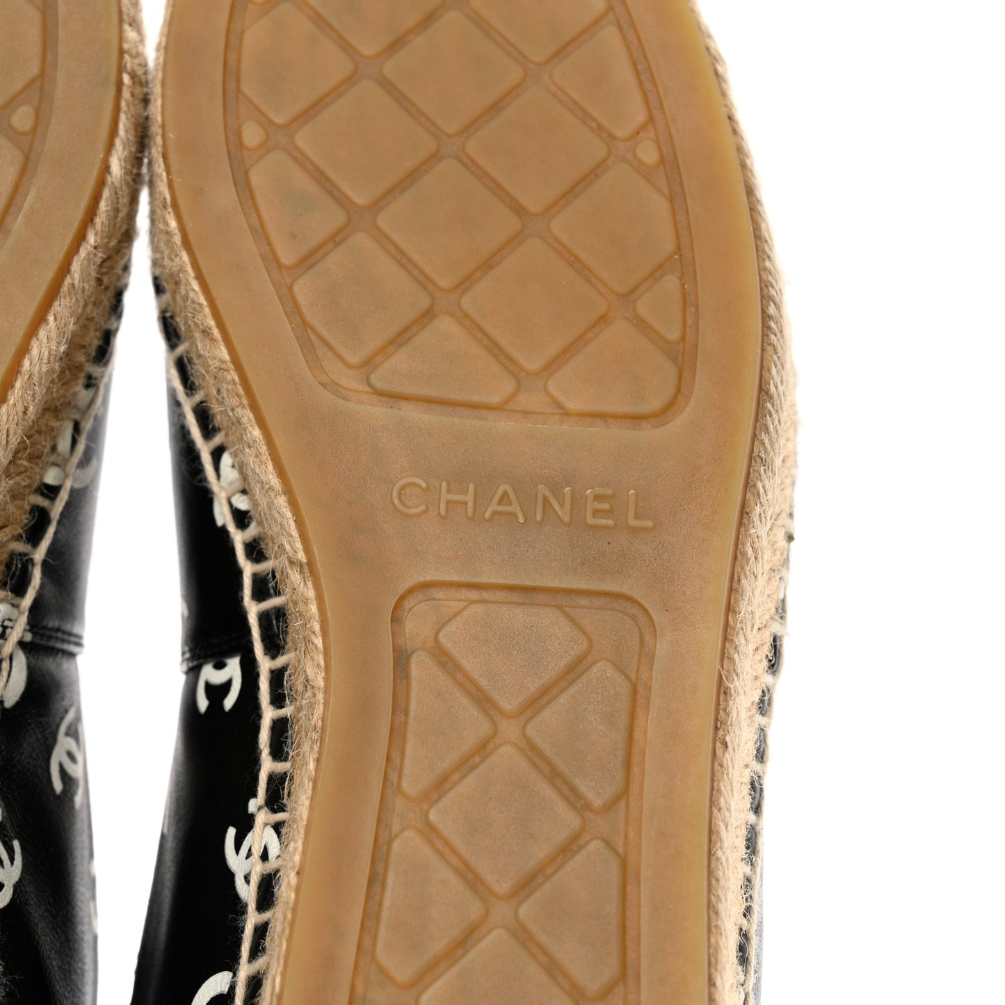 Lambskin Printed CC Espadrilles 41 Black White