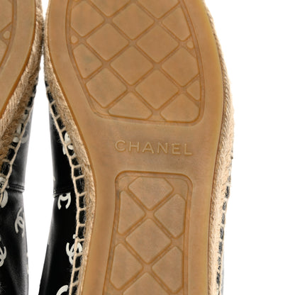 Chanel Lambskin Printed CC Espadrilles 41 Black White 7 of 9