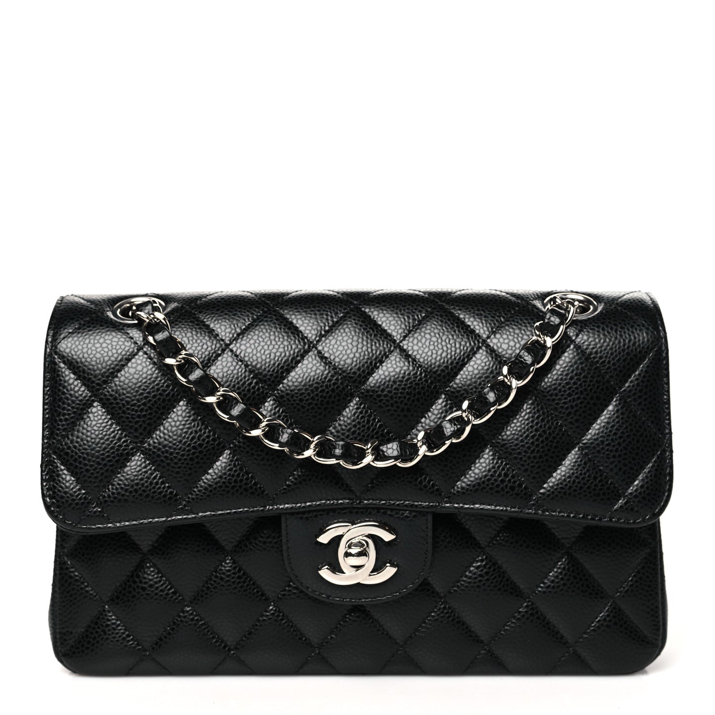 Caviar Quilted Small Double Flap Black