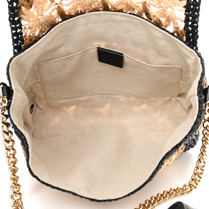 Gucci Raffia Azalea Calfskin Crochet Flower Small GG Marmont Shoulder Bag Natural Ecru Black 5 of 9