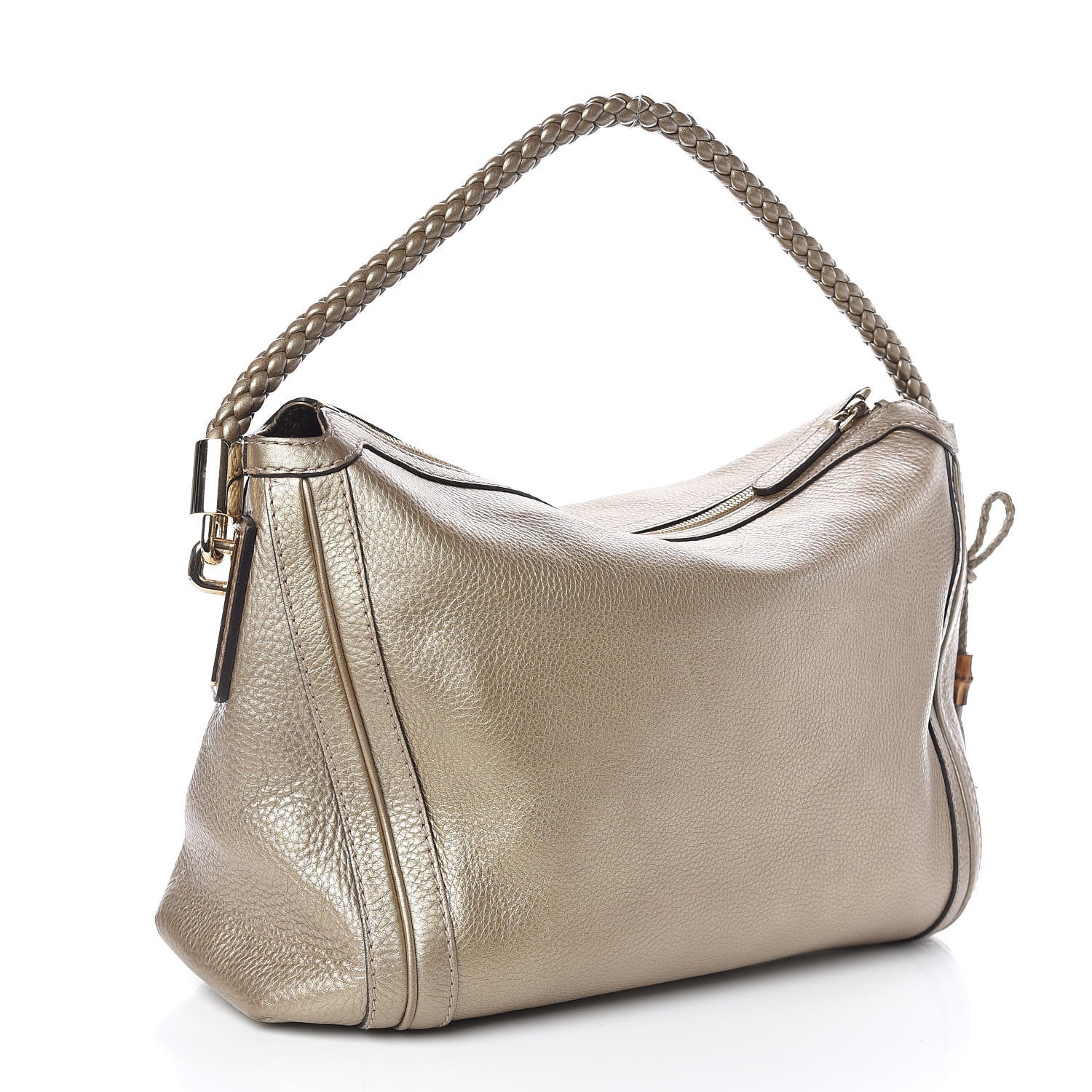 Gucci Metallic Pebbled Calfskin Medium Bella Hobo Gold 3 of 11
