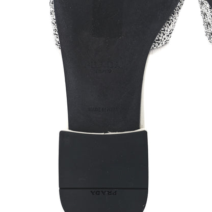 Prada Jacquard Logo Embroidered 10mm Slide Sandals 36 Black Talco 6 of 8