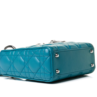 Christian Dior Lambskin Cannage Mini Lady Dior Turquoise 8 of 17