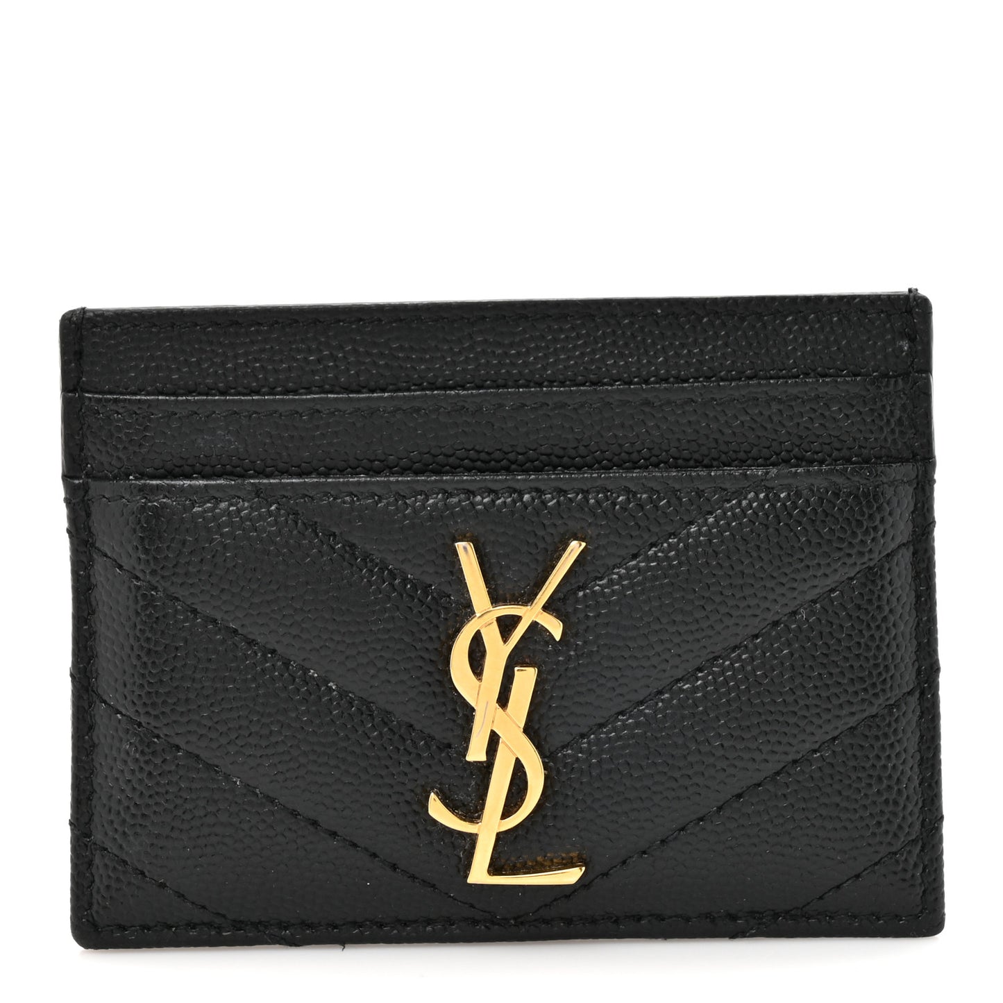 Grain De Poudre Matelasse Chevron Monogram Credit Card Case Black