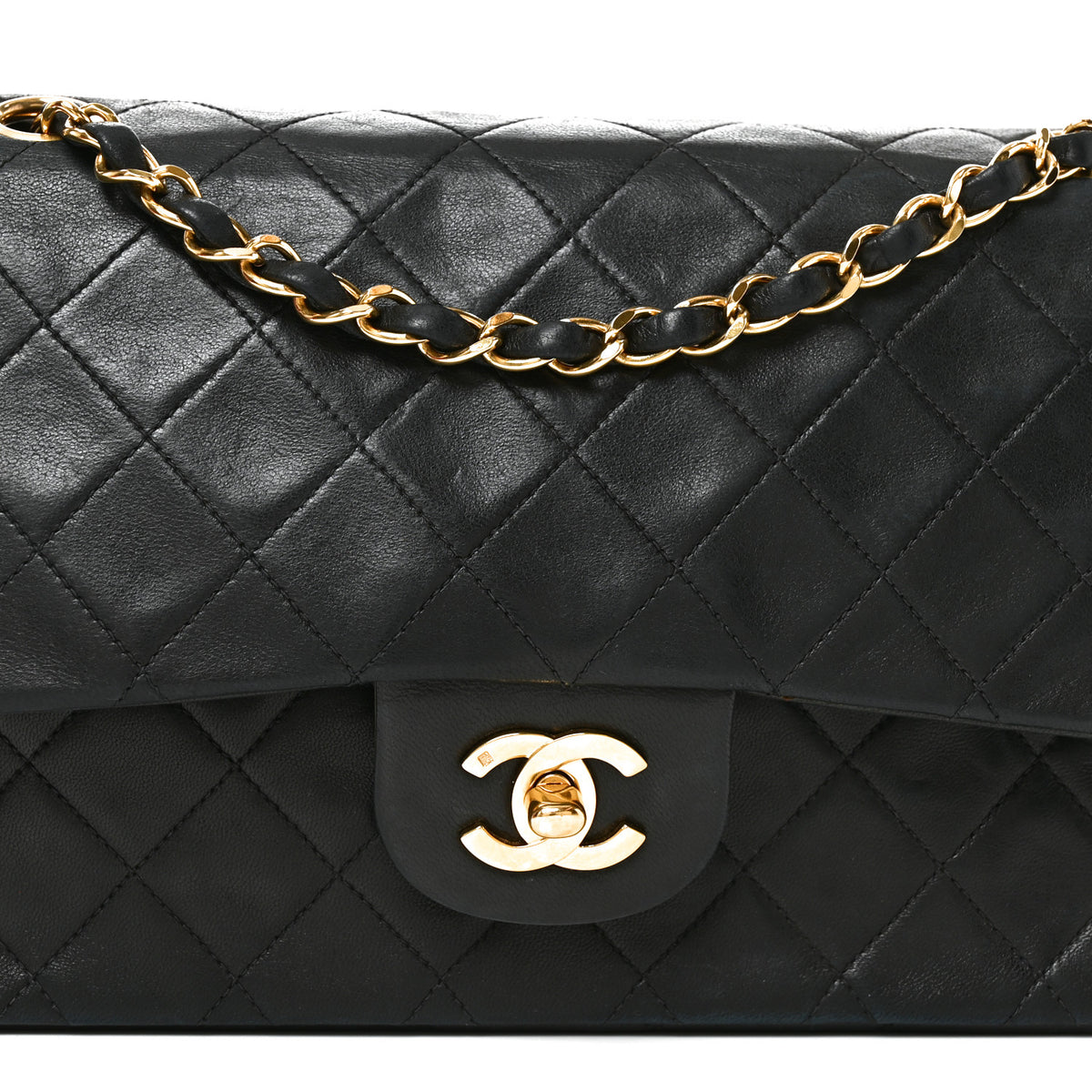 Chanel Lambskin Quilted Medium Double Flap Black 8 of 10