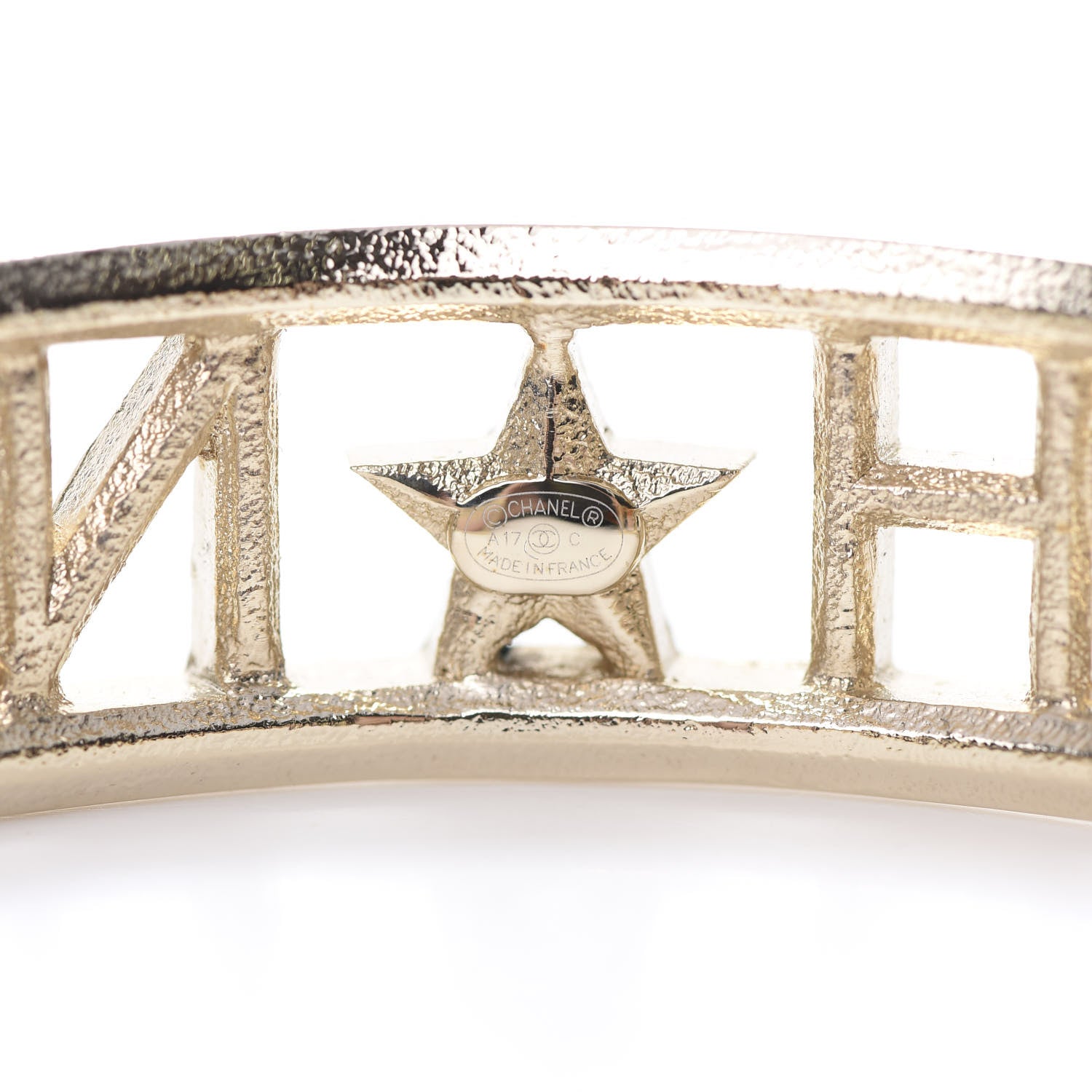 Chanel Crystal Baguette Logo Cuff Bracelet Gold 4 of 5