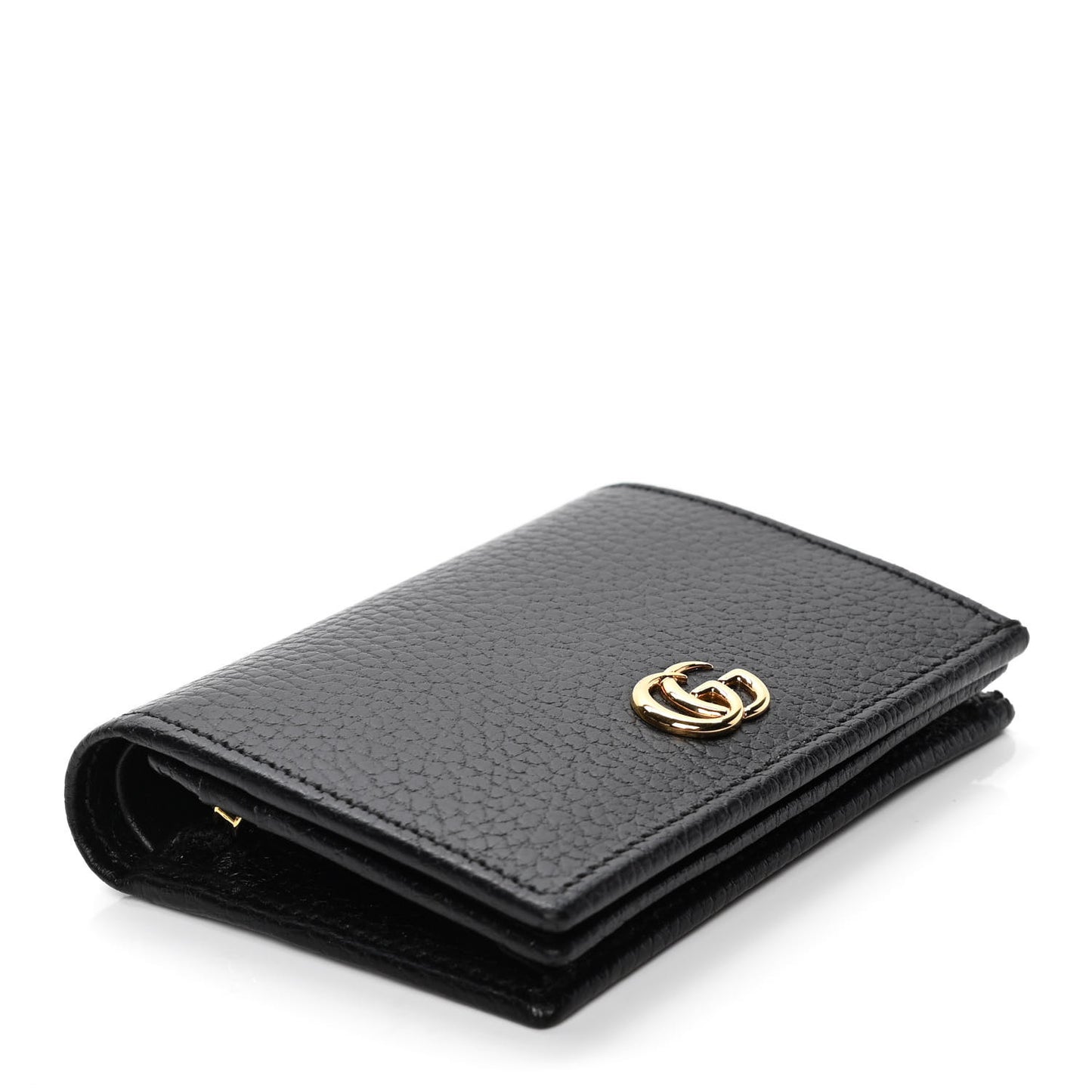 Pebbled Calfskin GG Marmont Card Case Black