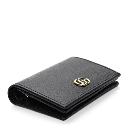 Gucci Pebbled Calfskin GG Marmont Card Case Black 3 of 4