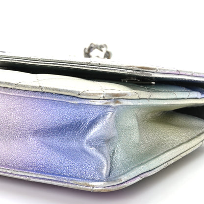 Chanel Gradient Metallic Calfskin Quilted Wallet On Chain WOC Silver Blue Yellow Purple 10 of 10
