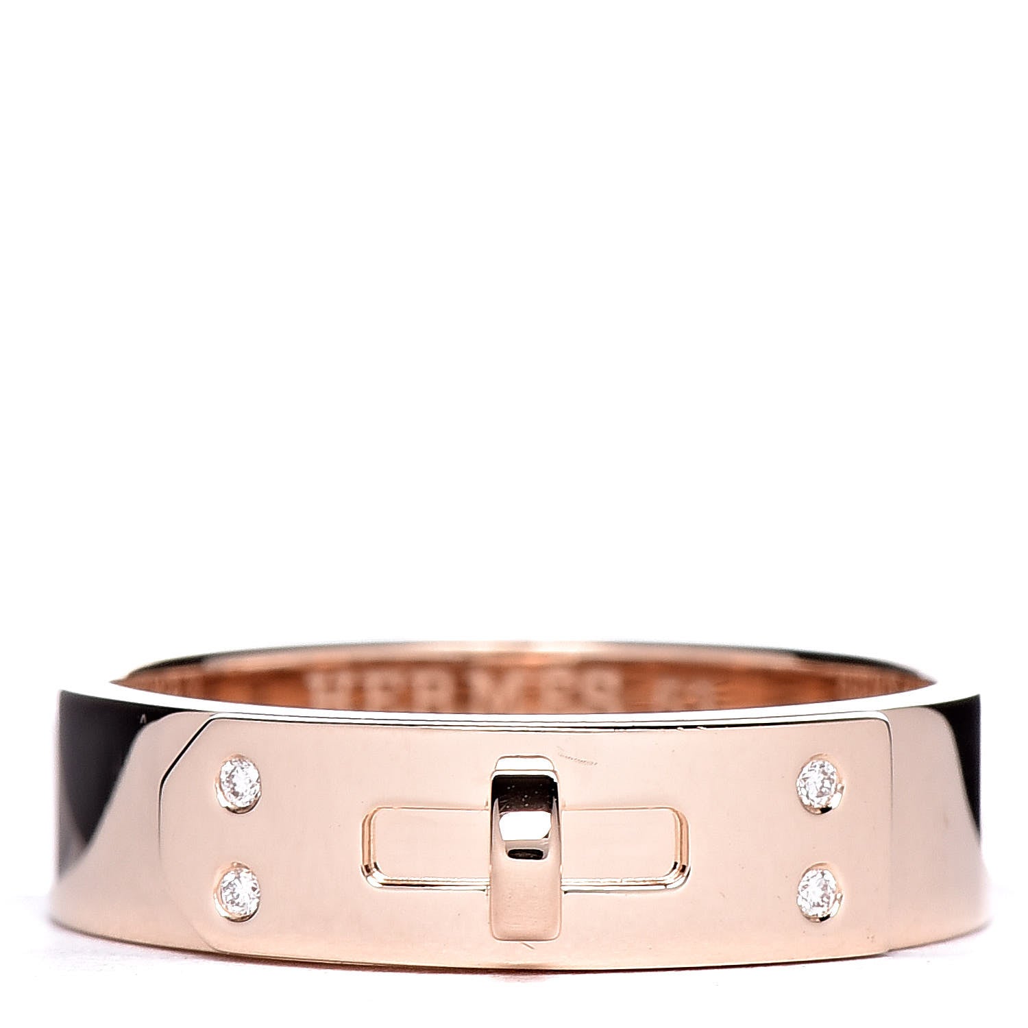 Hermes 18K Rose Gold Diamond PM Kelly Ring 53 6.25 1 of 5