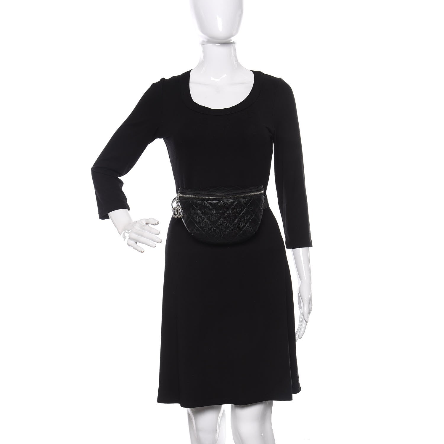 Chanel Grained Calfskin Quilted Waist Belt Bag Black 2 of 12