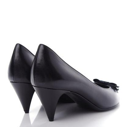 Saint Laurent Calfskin Bow Anais Pumps 38 Black 4 of 11
