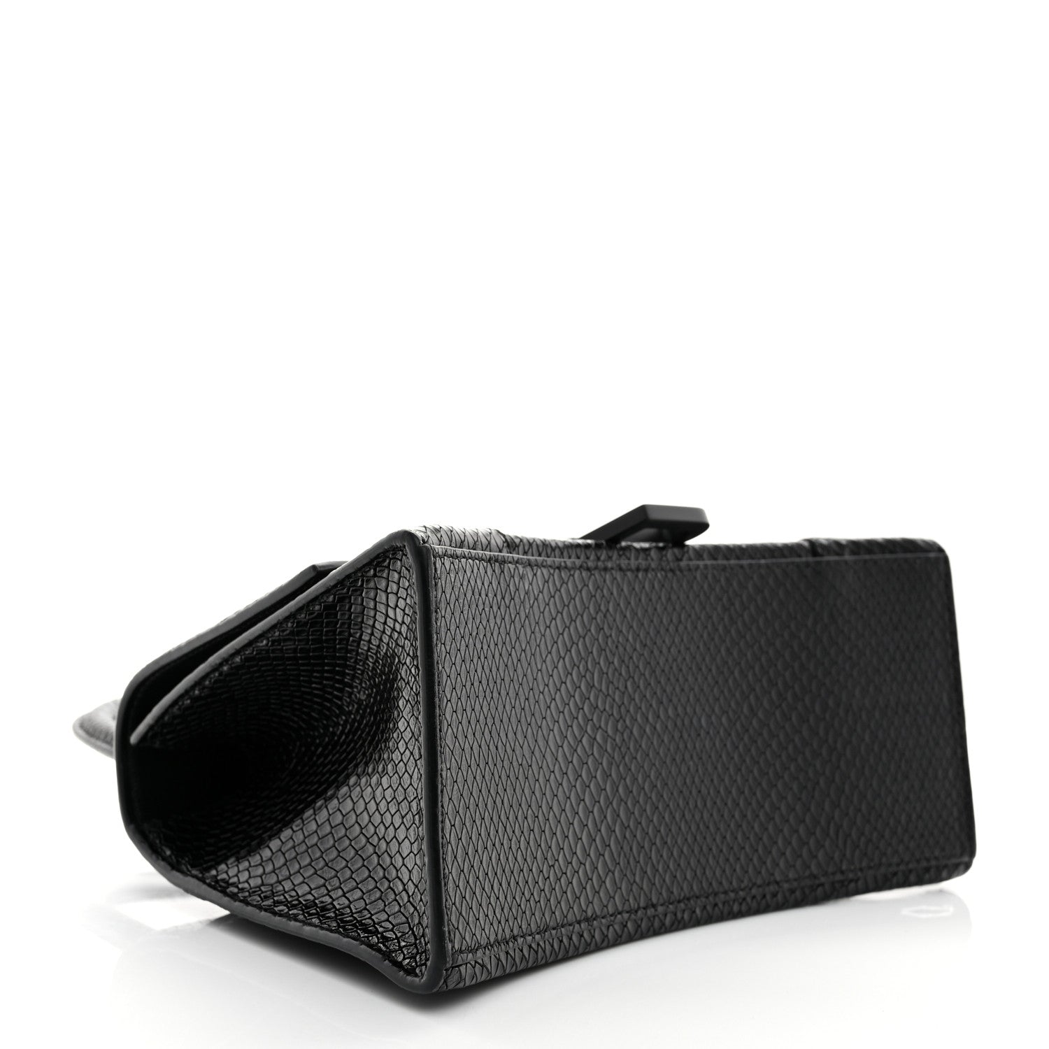 Balenciaga Matte Calfskin Snake Embossed Tonal B Small Hourglass Top Handle Bag Black 4 of 10