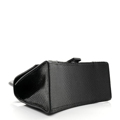 Balenciaga Matte Calfskin Snake Embossed Tonal B Small Hourglass Top Handle Bag Black 4 of 10