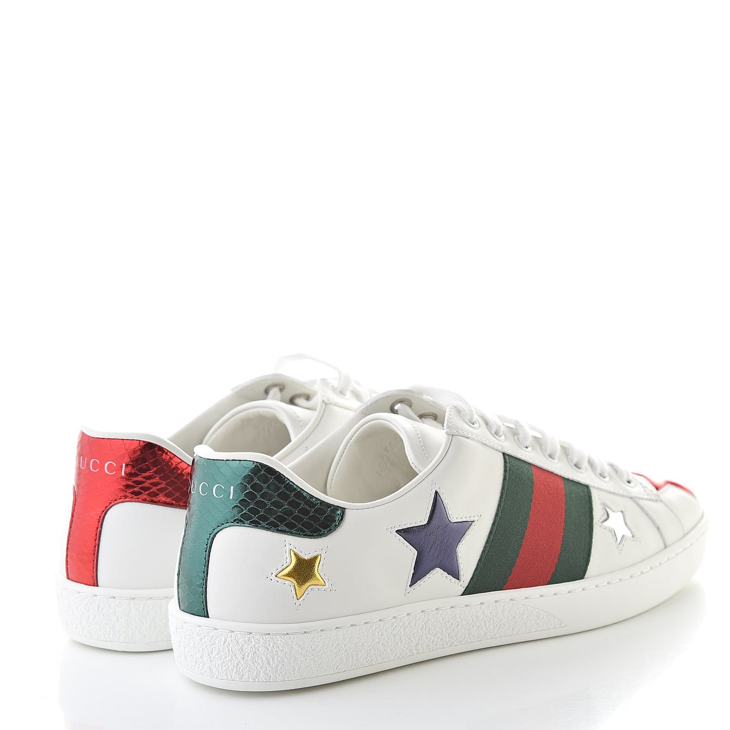Calfskin Ayers Web Star Embroidered Mens Ace Sneakers 5.5 White Multi