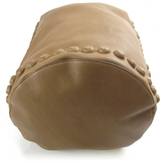 FASHIONPHILE MARNILeatherStudTrimmedShoulderBagLightChocolate 4 of 9